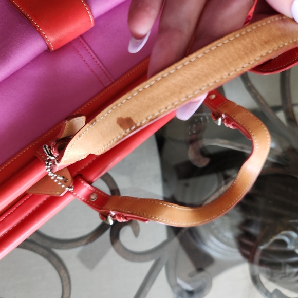 Vintage Coach Hampton Purple & Orange Handbag Tote Purse - Picture 15 of 15
